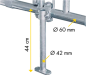 Preview: Mittelstütze 460 mm mit Bodenplatte und Querschelle