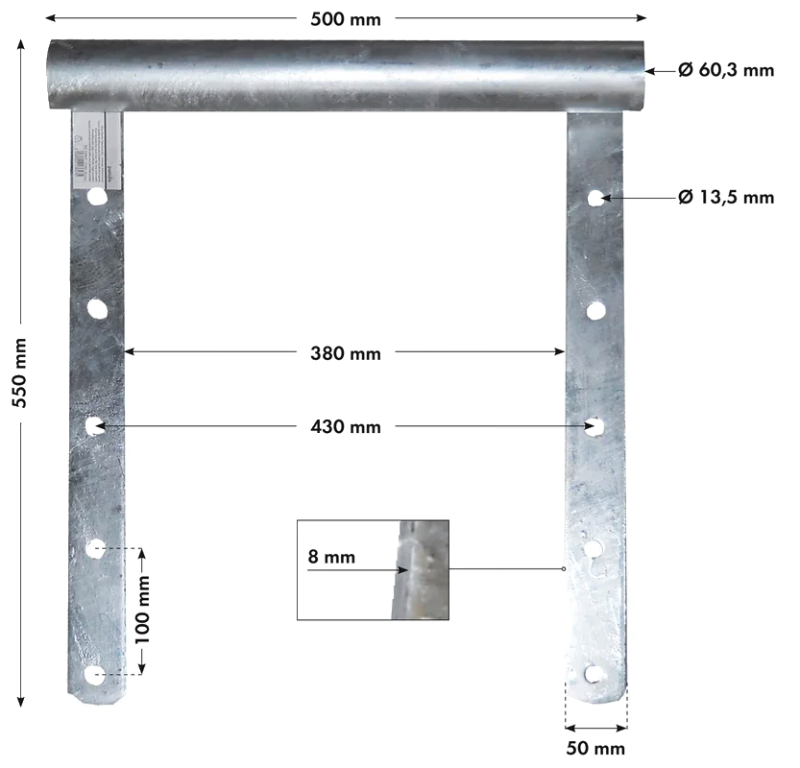 Wandhalter Nackenrohr, niedrige Seitenwand