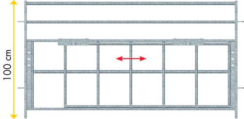 Abtrennung mit verstellb. Lämmerschlupf L= 1,89 m, H= 1,00 m