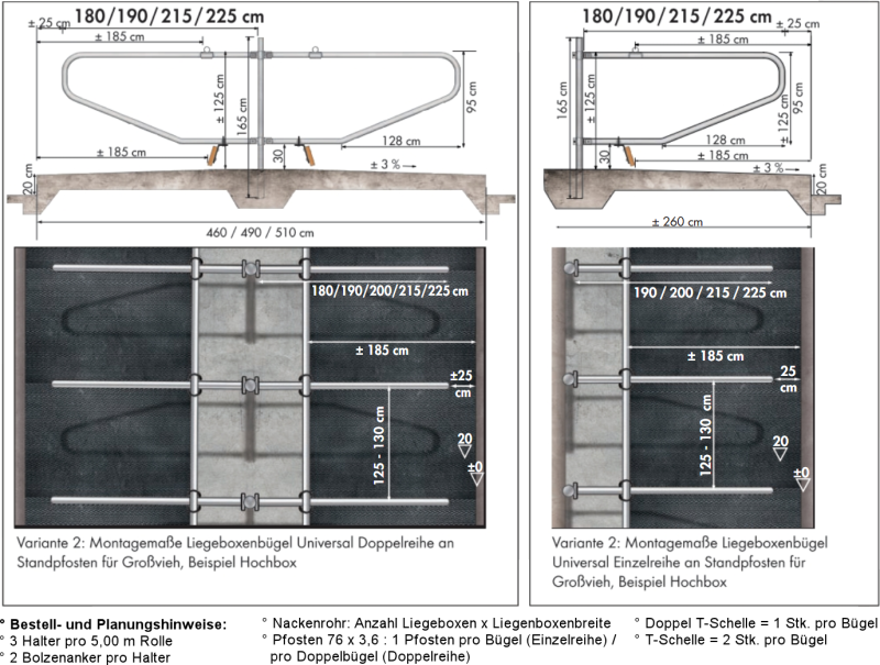 Liegeboxenbügel Universal - Variante Standpfosten