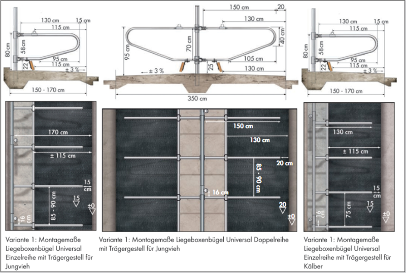 Liegeboxenbügel Universal - Variante Trägergestell