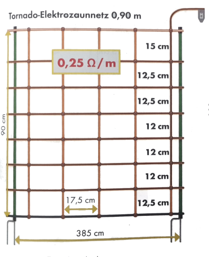 Tornado Elektrozaunnetz blau, h=90 cm, Doppelspitze, 50 m