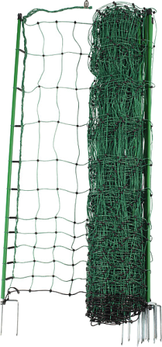 Geflügelnetz, nicht stromführend, grün 112 cm hoch, mit Doppelspitze, 25 m