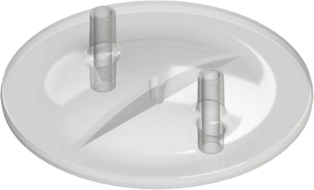 Melkeimerdeckel flach 16x20mm transparent, 2 Stutzen